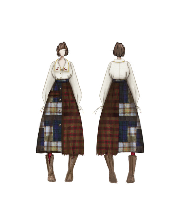 KARISH : Button-Up Patch Skirt