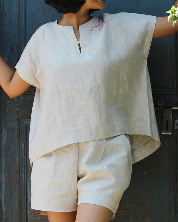 Orchid Drop Shoulder Hemp Top