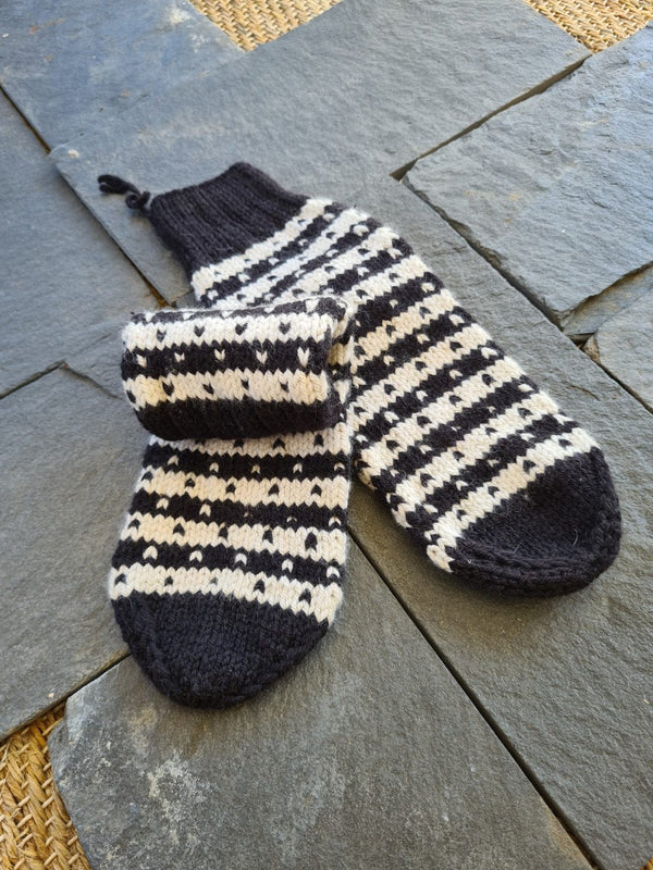 Hand Knit Pure Black Sheep Socks