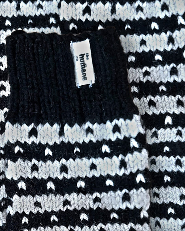 heart Hand Knit Pure Black Sheep Socks