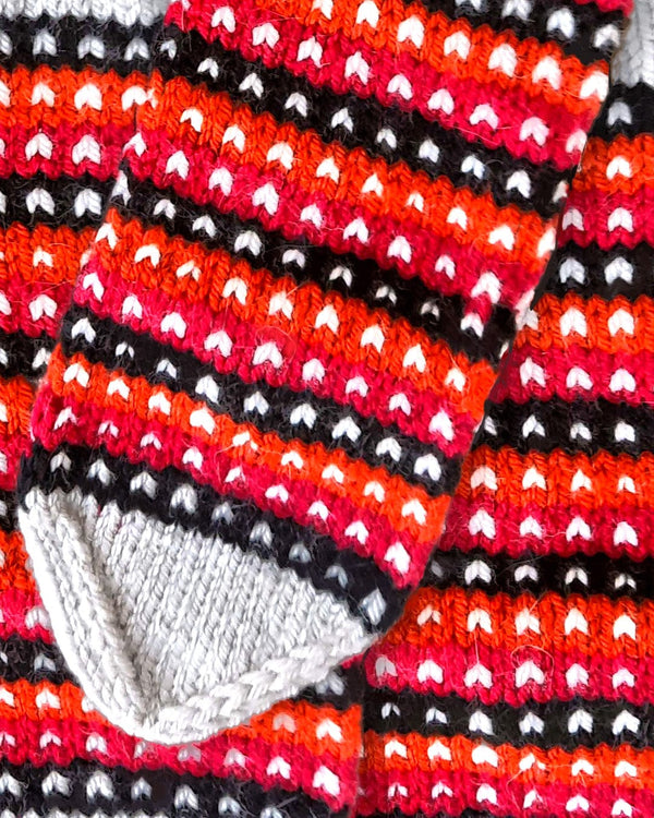 Natural Hand Knit Prism Hearts Angora Wool Socks