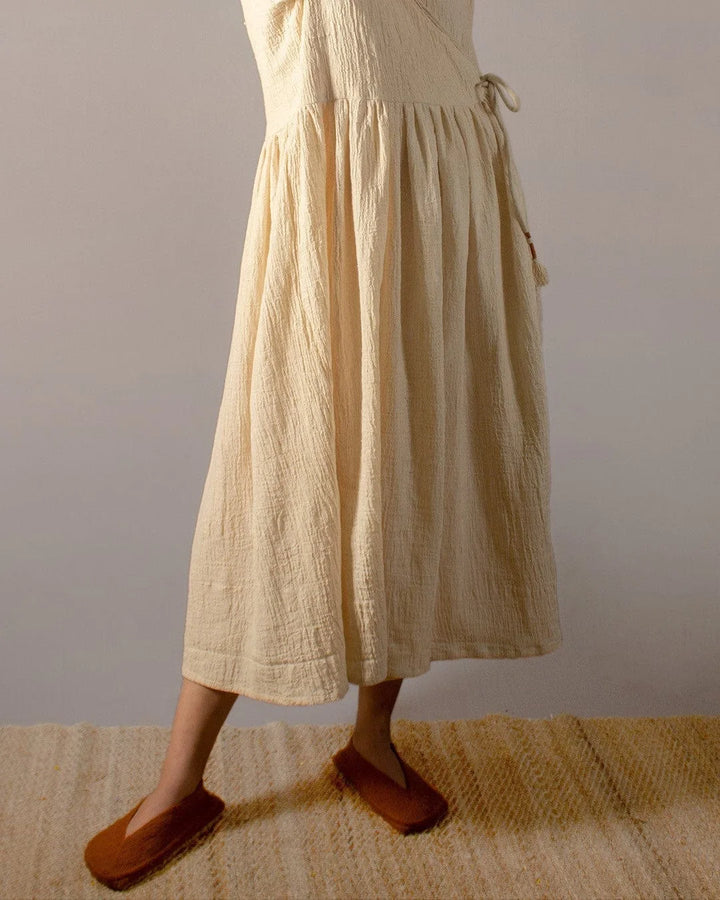 BLOSSOM ANGHRAKHA DRESS PURE NATURAL KALA COTTOn HANDMADE COMMUNITY MADE CIRCULAR DESIGN SUSTAINABLE NATURAL CLOTHING THE HUMANE COLLECTIVE