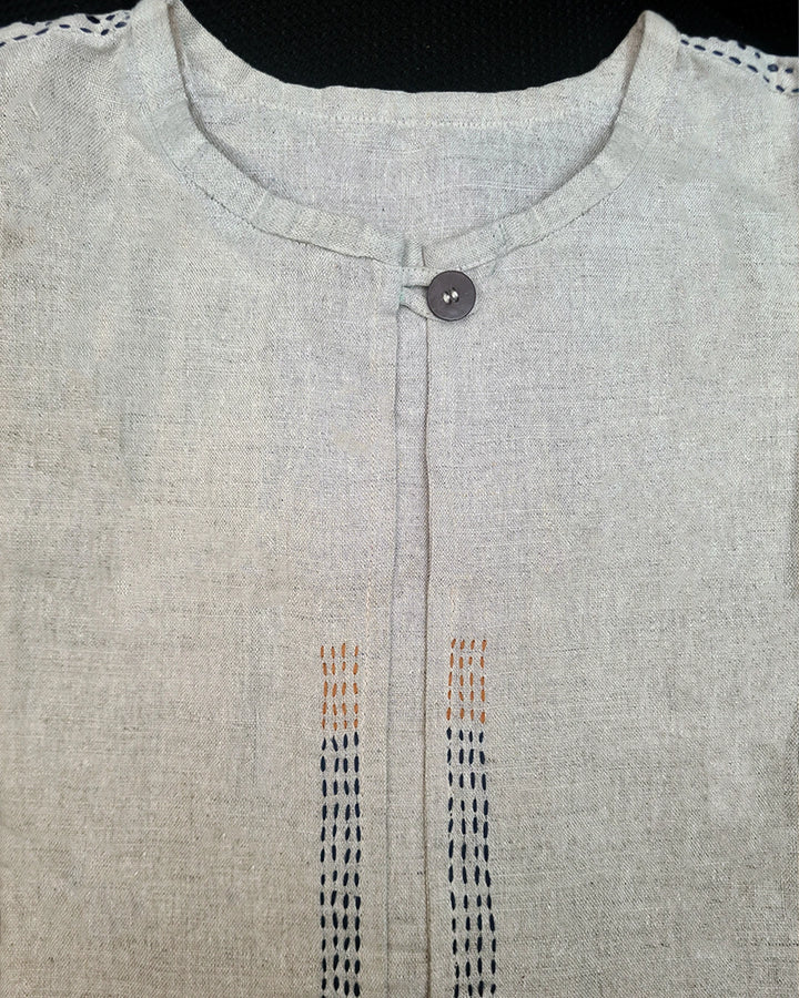 Nomad Hemp Cotton Box Shirt Handmade natural clothing Detail Texture