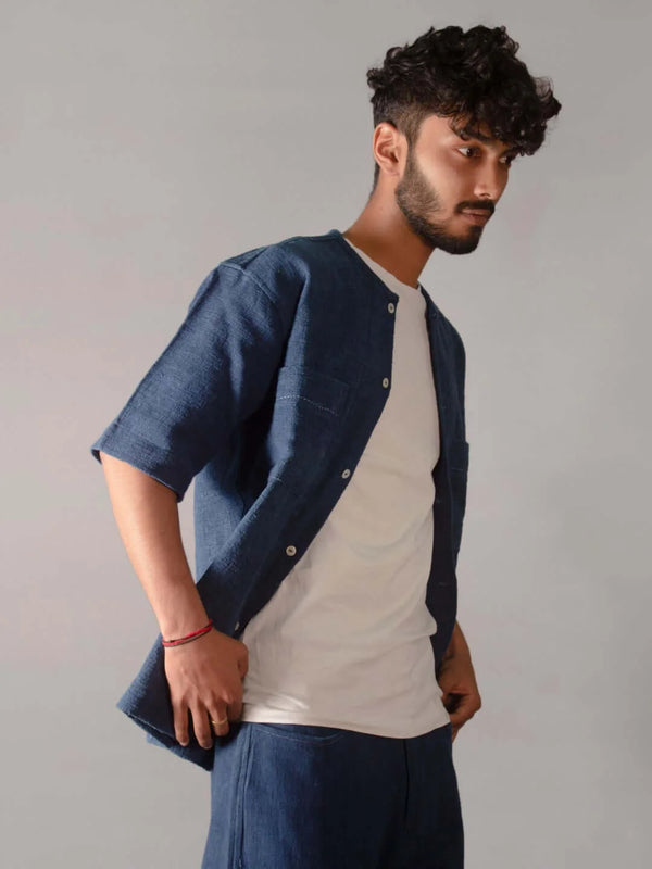 Deep Sea Shirt - Handwoven Kala Cotton - Natural Indigo