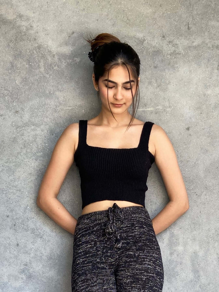 Foxys Midnight Merino Hand Made Crop Top