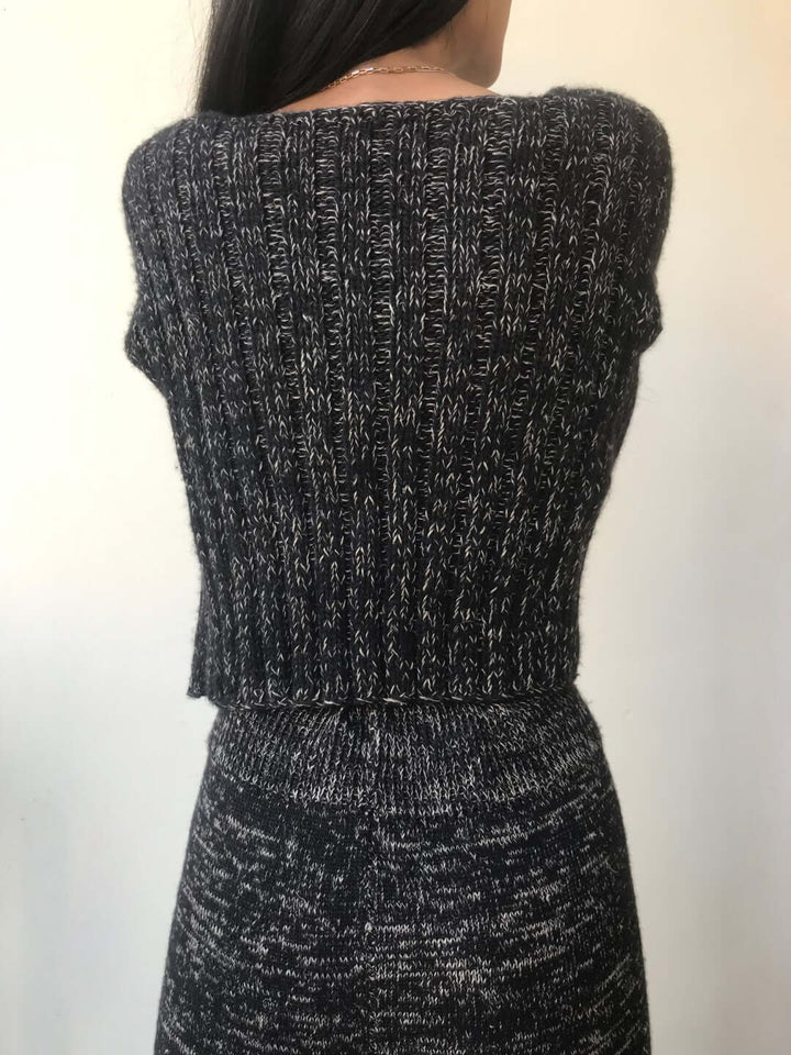 100% Pure Merino Hand Knit Foxys Midnight Cropped Sweater