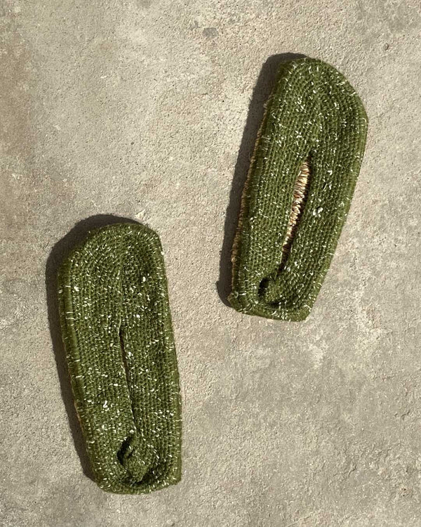 Pure Hemp + Wool Hand woven Himachali Slub Green Pulla