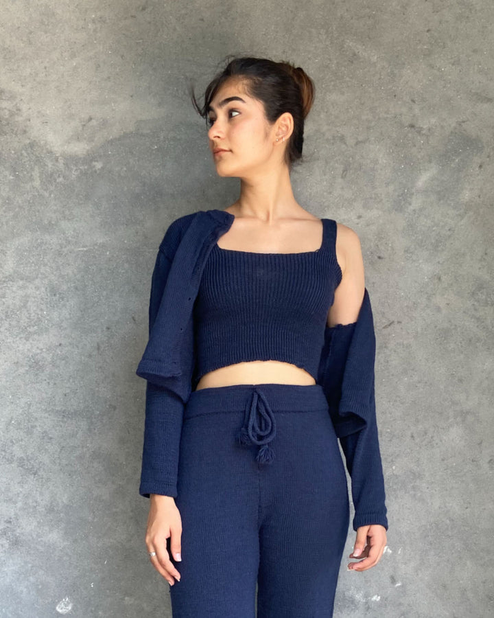 Foxys Navy Merino Crop Top