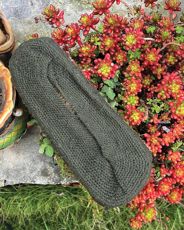 100% Natural Hemp Footwear Pure Hemp + Wool Hand woven Himachali Pine Green Pulla