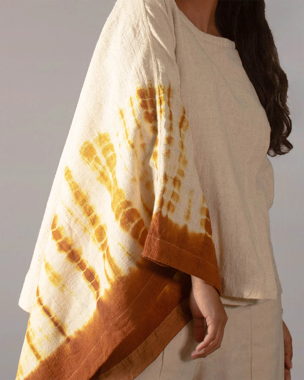 Dunes Natural Asymmetric Indian Red TOp Natural Kala Cotton Hand Woven Indigo shirt