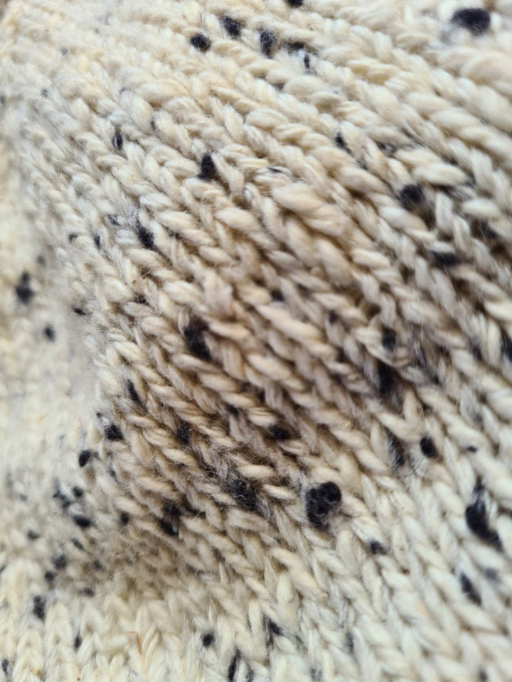 Natural Hand Knit Snowy Slub Cotton Pure Wool Cap