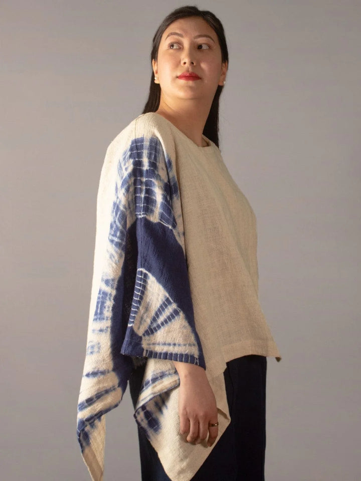 STRATUS INDIGO ASYMMETRIC TOP PURE NATURAL KALA COTTON HANDMADE COMMUNITY MADE CIRCULAR DESIGN SUSTAINABLE NATURAL CLOTHING THE HUMANE COLLECTIVE