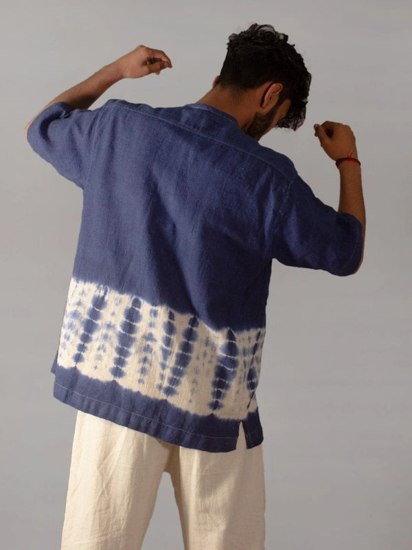 Waves Indigo Shirt Kala Cotton  HANDMADE COMMUNITY MADE CIRCULAR DESIGN SUSTAINABLE NATURAL CLOTHING THE HUMANE COLLECTIVE