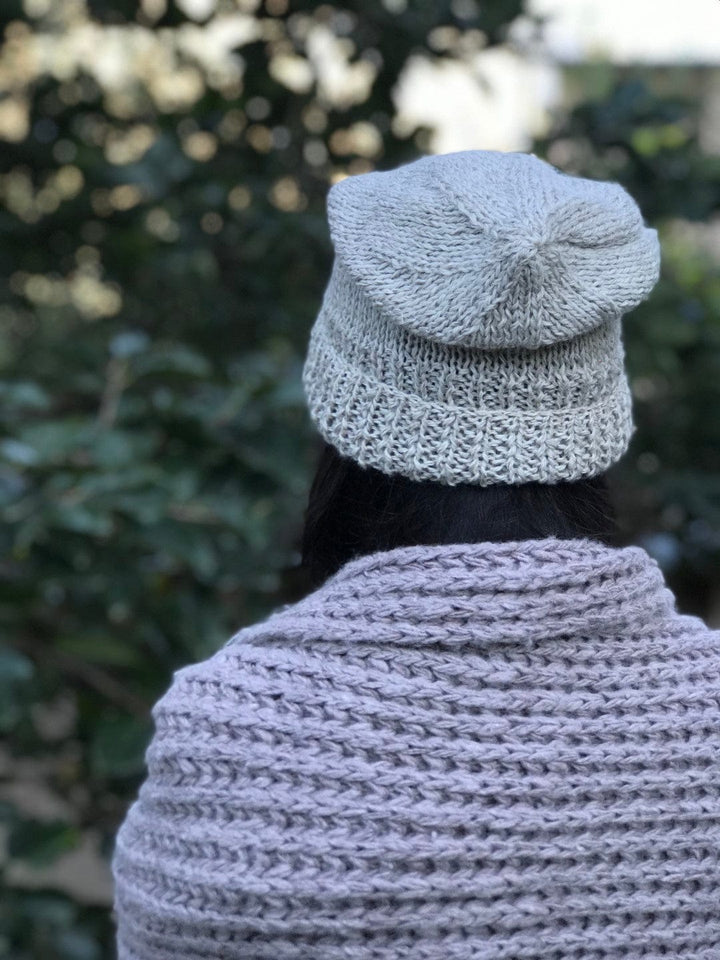 Hand Knit Pure woollen White Plain Knit Hemp-Wool Beanie