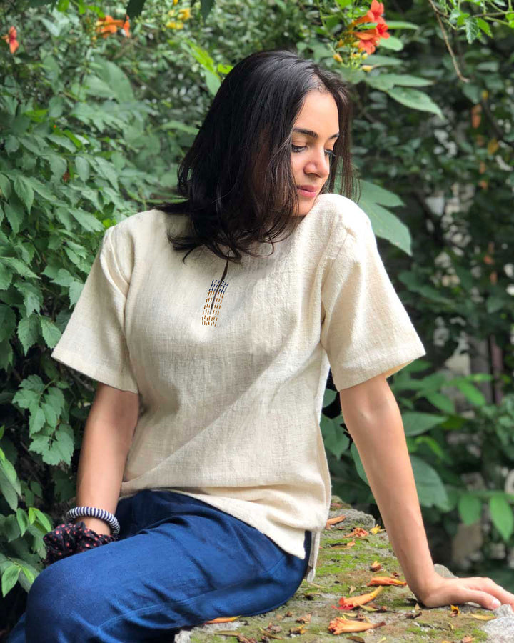 NOMAD ZERO ATTITUDE TOP HANDMADE COMMUNITY MADE  KALA COTTON CIRCULAR DESIGN SUSTAINABLE NATURAL CLOTHING THE HUMANE COLLECTIVE